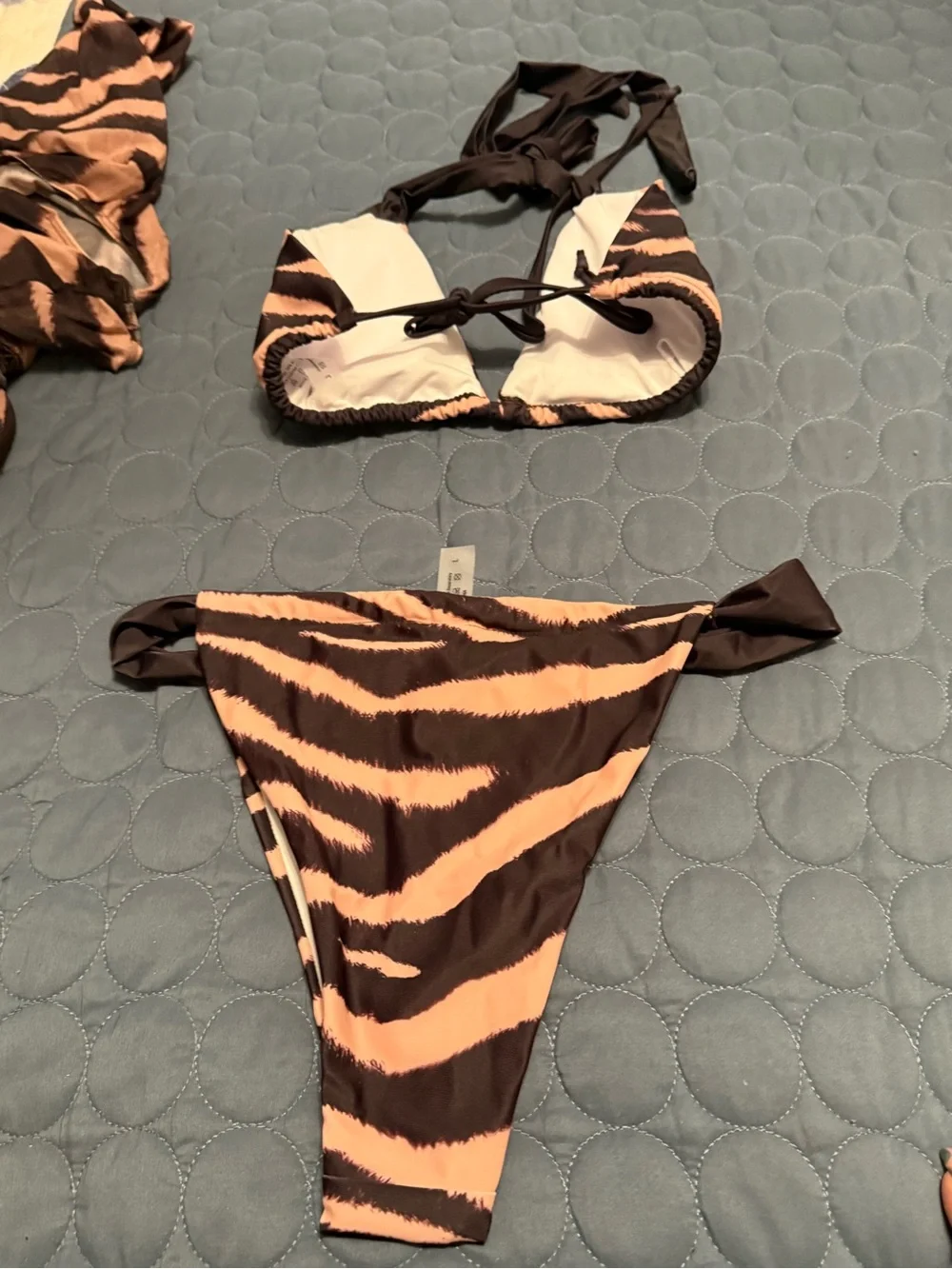 Women’s Zebra-Print Bikini Set with Cover-Up - Black & Pink.